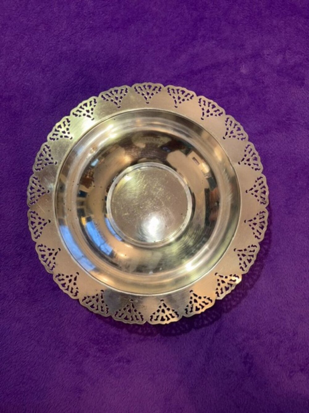 Large Vintage Silver-Plate Scalloped Lace Edge Serving Bowl (11.5"+)